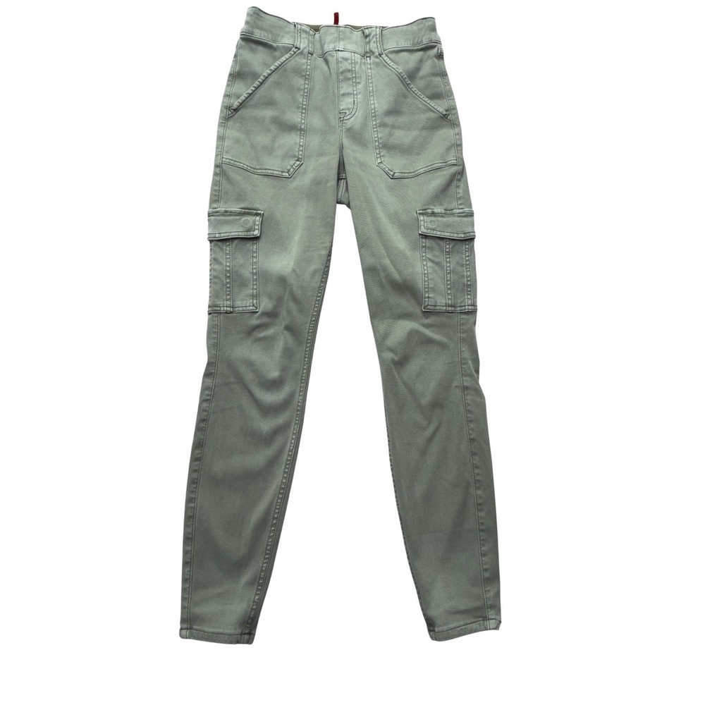 Spanx Cargo Pants Womens M Green‎ Slim Pull On Stretch Twill Utility Pockets